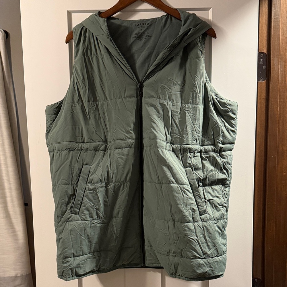 Torrid Sage Hooded Puffer Vest